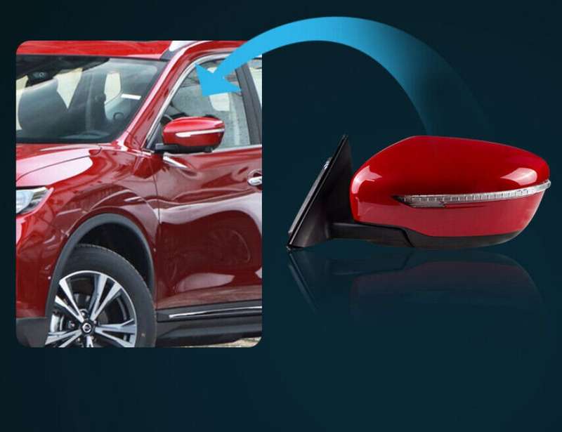 For 2014-2019 Nissan X-Trail Rogue Side View Mirror Assembly 9 Pins Red Left