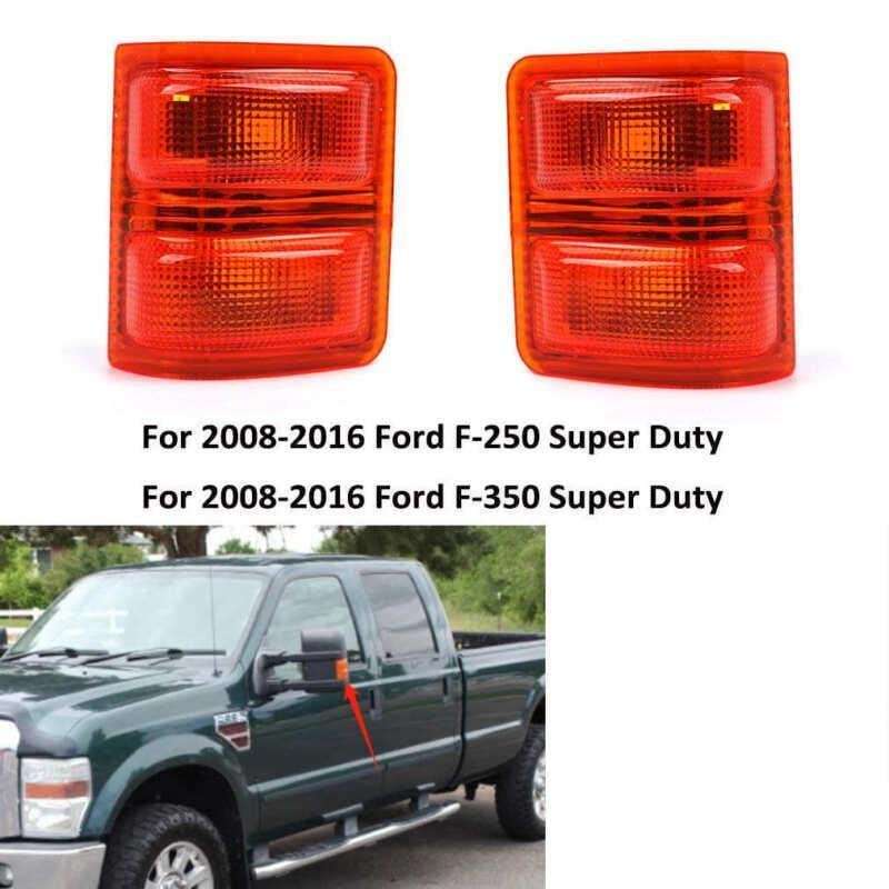 Mirror Turn Signal Light Lens For 2008-2016 Ford F-250 F-350 F250 F350 Pair