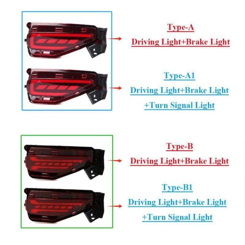 LED Rear Bumper Brake Tail Light Fog Lamp For Toyota Fortuner 2016-2021 Pair A