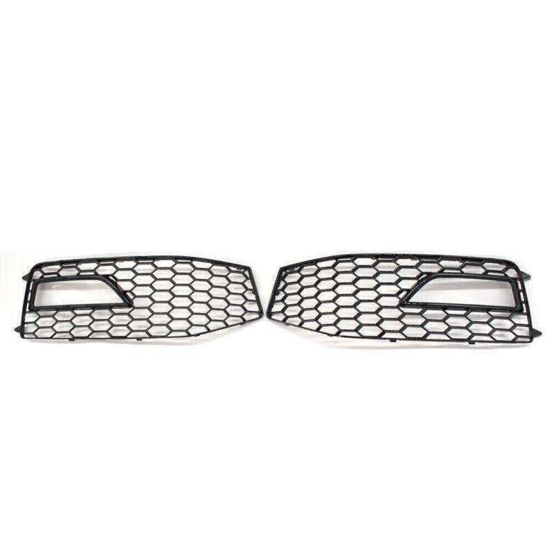 Shiny Black Front Bumper Fog Lights Grilles For Audi A4 S-Line S4 B8.5 13 - 15
