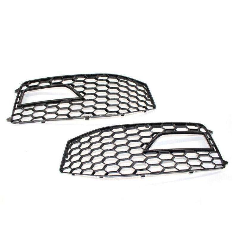 Shiny Black Front Bumper Fog Lights Grilles For Audi A4 S-Line S4 B8.5 13 - 15