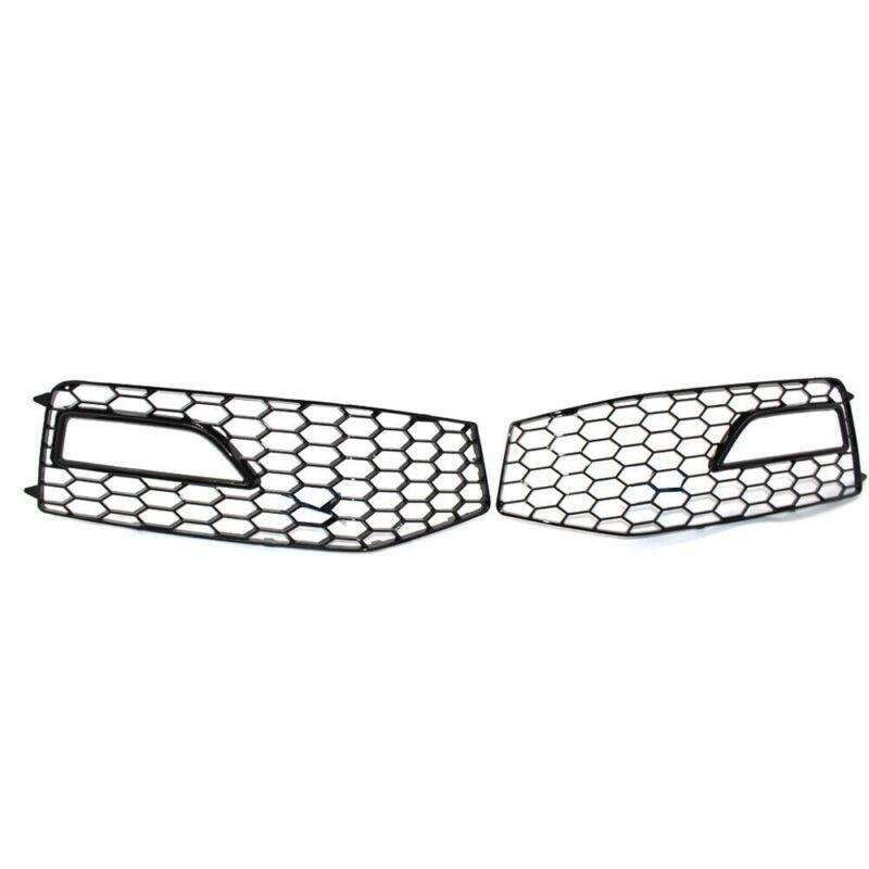 Shiny Black Front Bumper Fog Lights Grilles For Audi A4 S-Line S4 B8.5 13 - 15