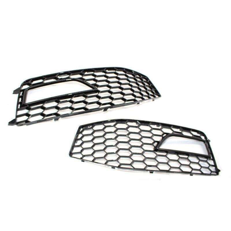 Shiny Black Front Bumper Fog Lights Grilles For Audi A4 S-Line S4 B8.5 13 - 15