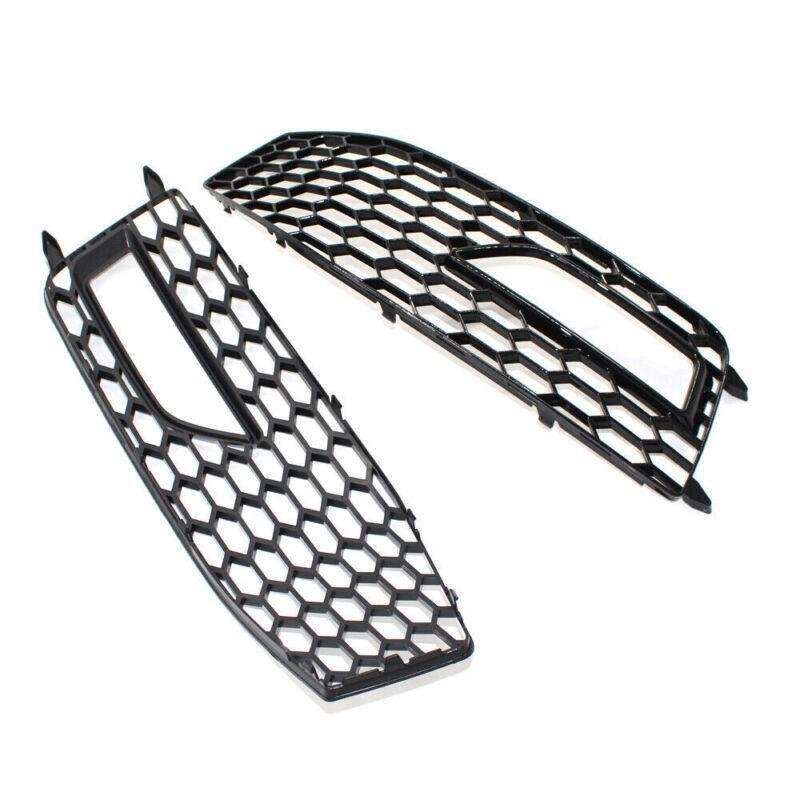 Shiny Black Front Bumper Fog Lights Grilles For Audi A4 S-Line S4 B8.5 13 - 15