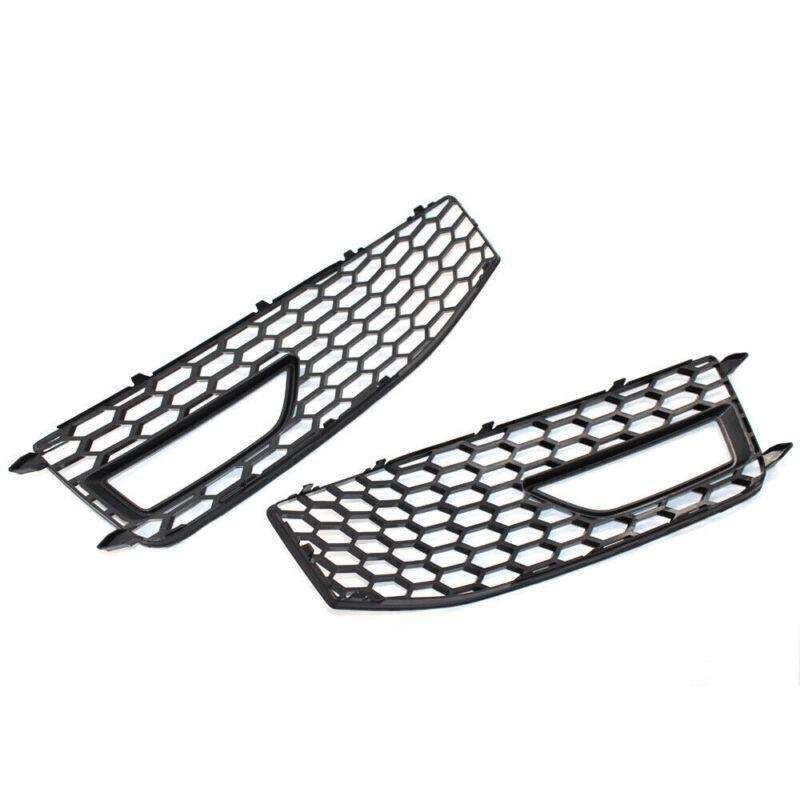 Shiny Black Front Bumper Fog Lights Grilles For Audi A4 S-Line S4 B8.5 13 - 15