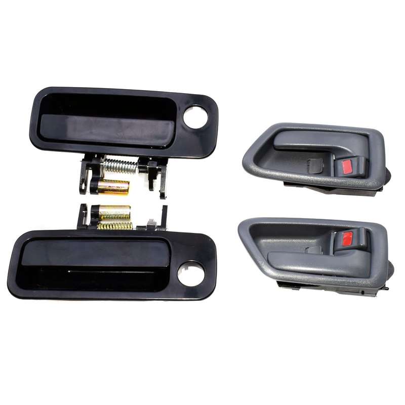 Front Black Outside Gray Inside Door Handles Set 4Pcs for 1997-2001 Toyota Camry