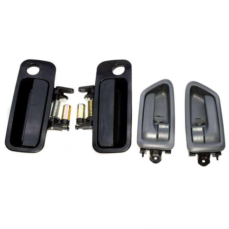 Front Black Outside Gray Inside Door Handles Set 4Pcs for 1997-2001 Toyota Camry