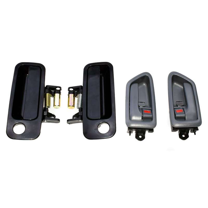 Front Black Outside Gray Inside Door Handles Set 4Pcs for 1997-2001 Toyota Camry