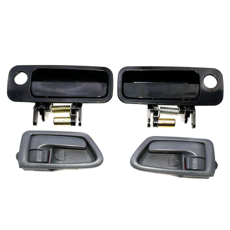 Front Black Outside Gray Inside Door Handles Set 4Pcs for 1997-2001 Toyota Camry