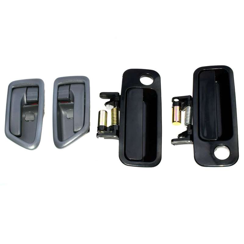 Front Black Outside Gray Inside Door Handles Set 4Pcs for 1997-2001 Toyota Camry