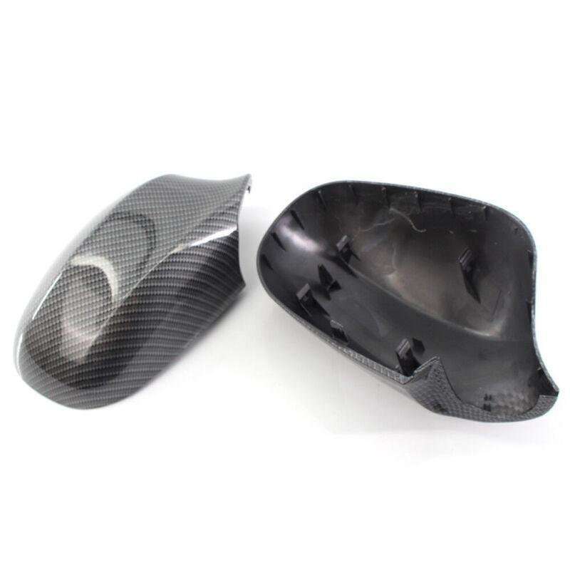 Pair For BMW 3 Series E90 09-11 Side Rearview Mirror Housing Carbon Fiber Style