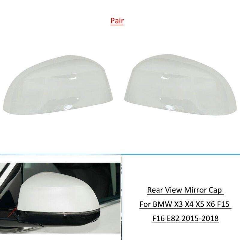 Pair Rearview Mirror Cap Cover For BMW X3 X4 X5 X6 F15 F16 F26 2015-2018 White