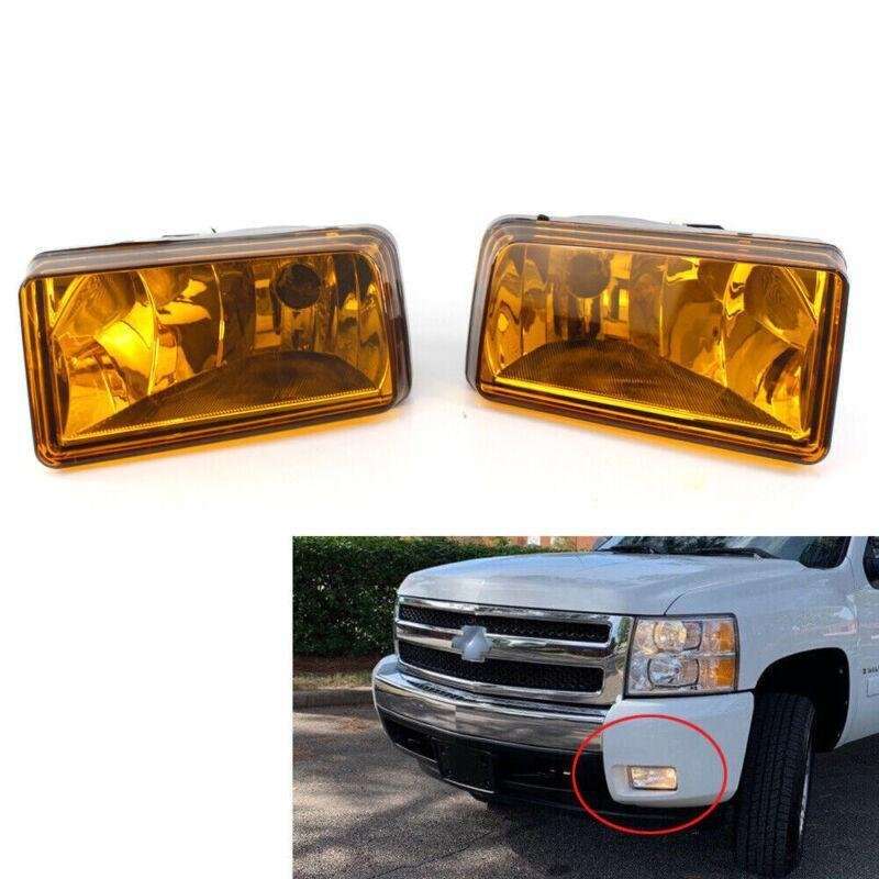 One Pair Fit for 07-13 Chevy Silverado Tahoe Avalanche Bumper Fog LightsAmber