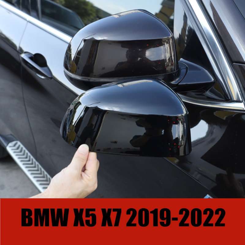 Glossy black For BMW X5 X7 2019-2022 Rear Side Rearview Mirror Cover Trim Decor
