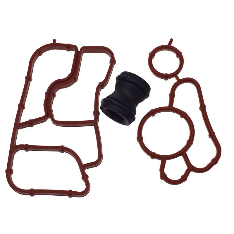 Oil Cooler Coolant Pipe Connector &amp; Gasket For Audi A4 A5 A6 VW Eos Passat Jetta