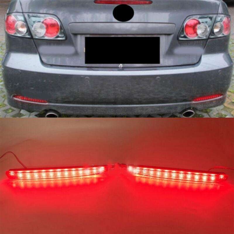 Smoked Rear Fog&amp;Brake Taillight Bumper Reflector Lights For Mazda 6 03-08 Pair