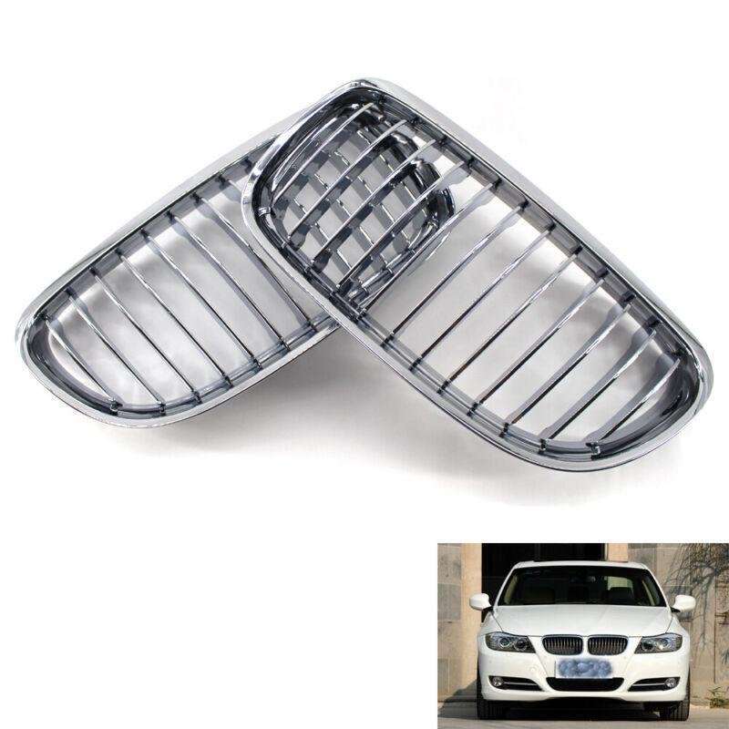 2X/Set Chrome Silver Car Front Grille fit for BMW 3 Series E90 09-11 Mesh Grill