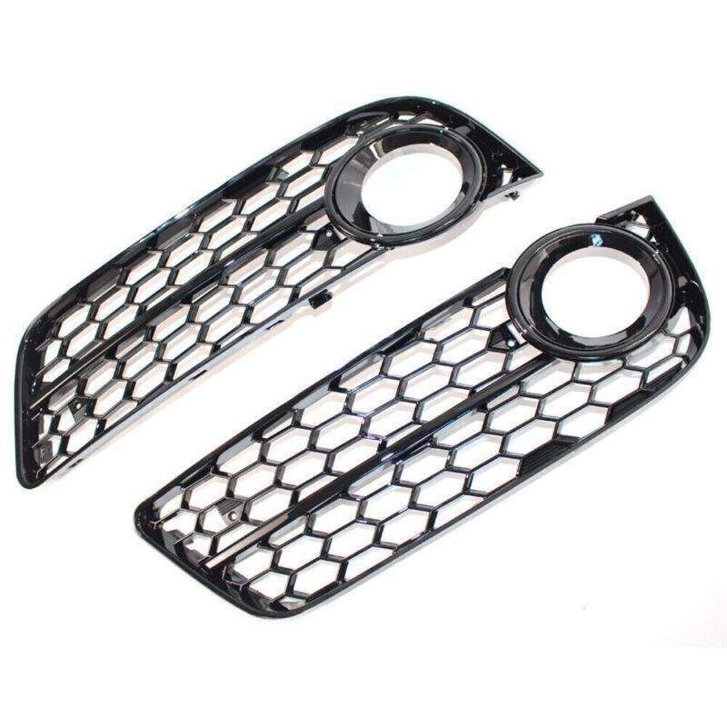 Glossing Black Honeycomb Fog Light Grill Front Bumper Grille For 2008-11 Audi A5