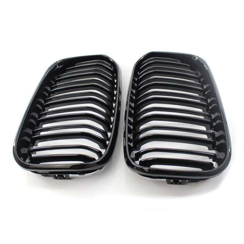 2X/Set Shiny Black Grille Dual Line Fits for BMW F20 F21 1 Series 15-16 Grill