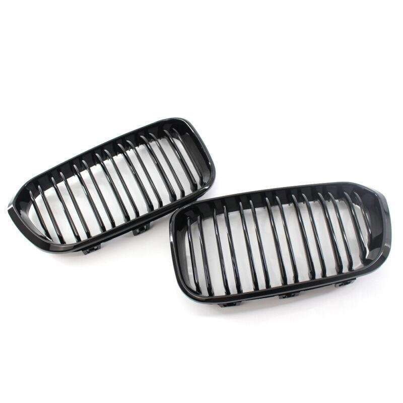 2X/Set Shiny Black Grille Dual Line Fits for BMW F20 F21 1 Series 15-16 Grill