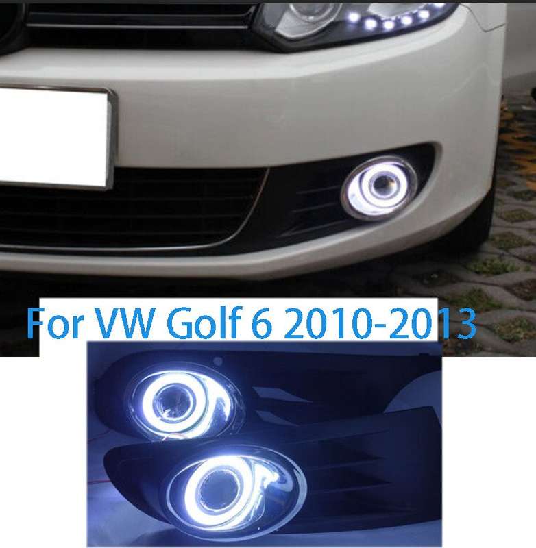 LED Fog Light Assembly w/ Angel Eye Daytime Running Lamp For VW Golf 6 2010-2013