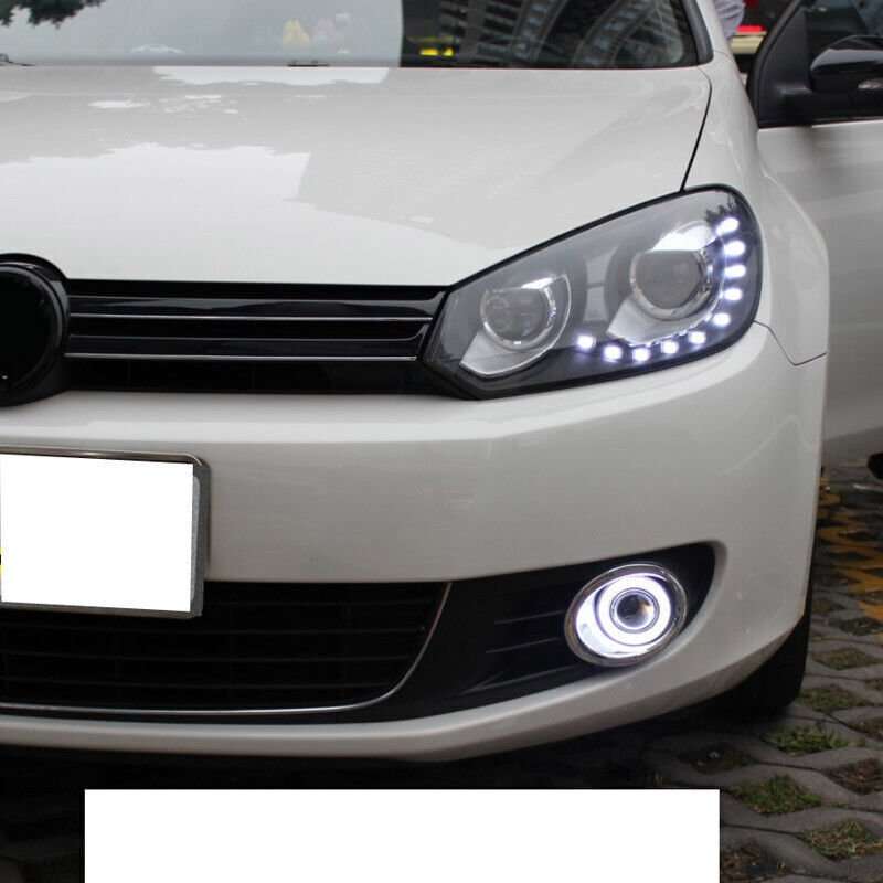 LED Fog Light Assembly w/ Angel Eye Daytime Running Lamp For VW Golf 6 2010-2013