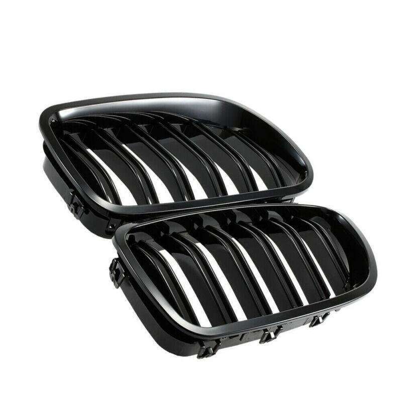 2X/Set Grill Shiny Black Grille Dual Slat for BMW F10 F11 F18 5 Series M5 10-17