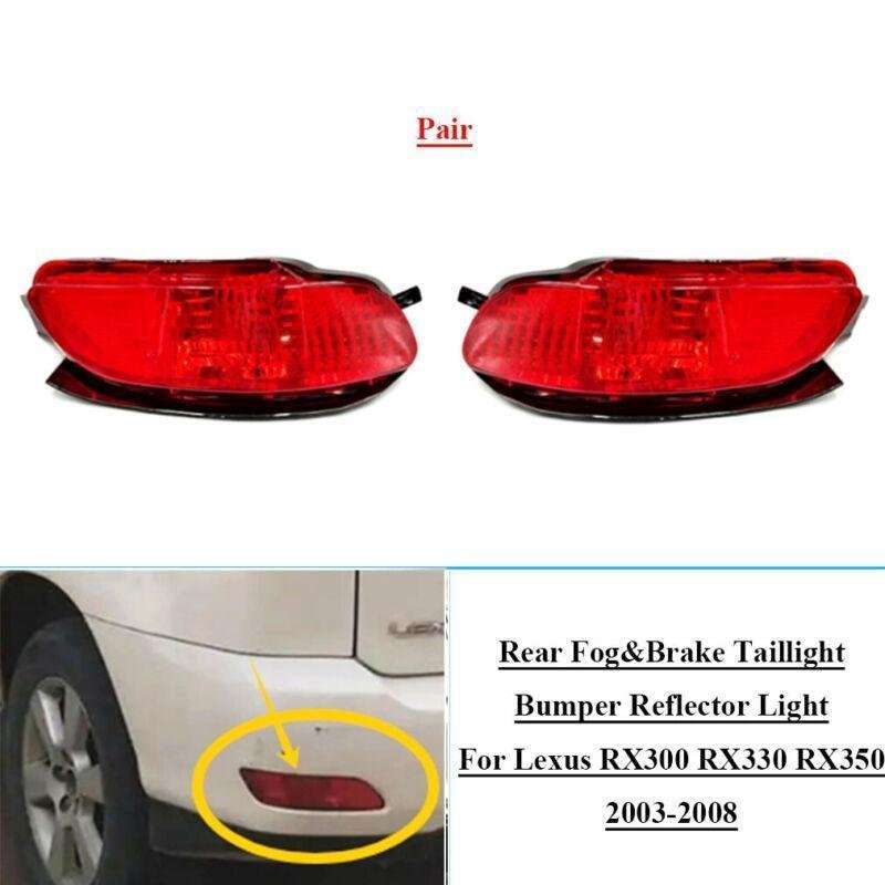 2x Rear Fog Taillight Bumper Reflector Lights For Lexus RX300 RX330 RX350 03-08