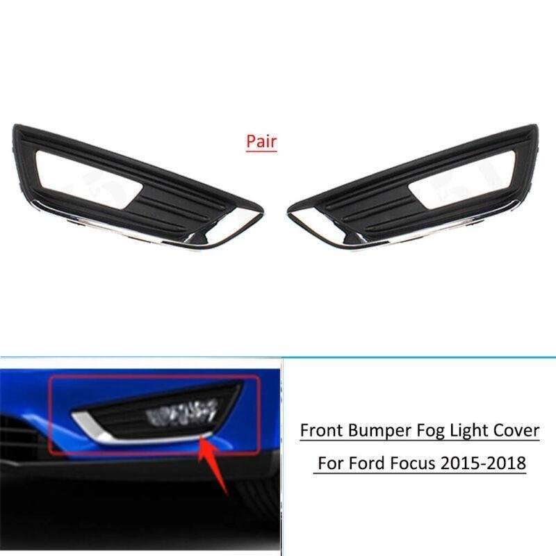 Pair Front Bumper Cover Fog Light Lamp Bezel Trim For Ford Focus 2015-2018