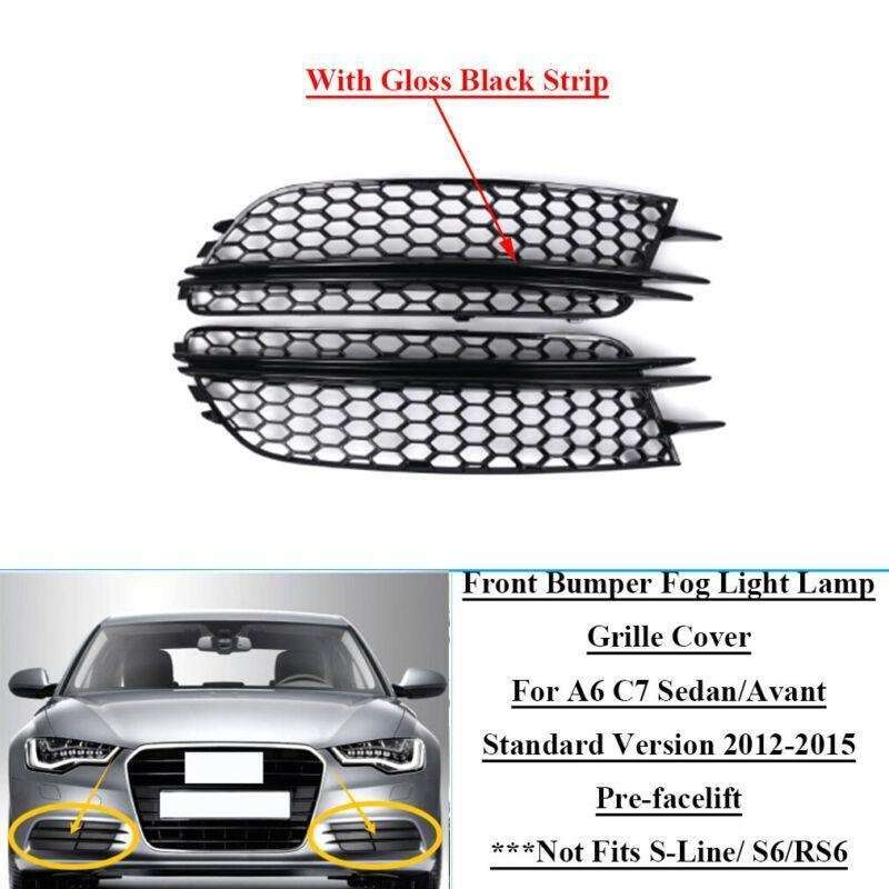 2x Front Bumper Fog Light Lamp Grille Covers For Audi A6 C7 Sedan 2012-15