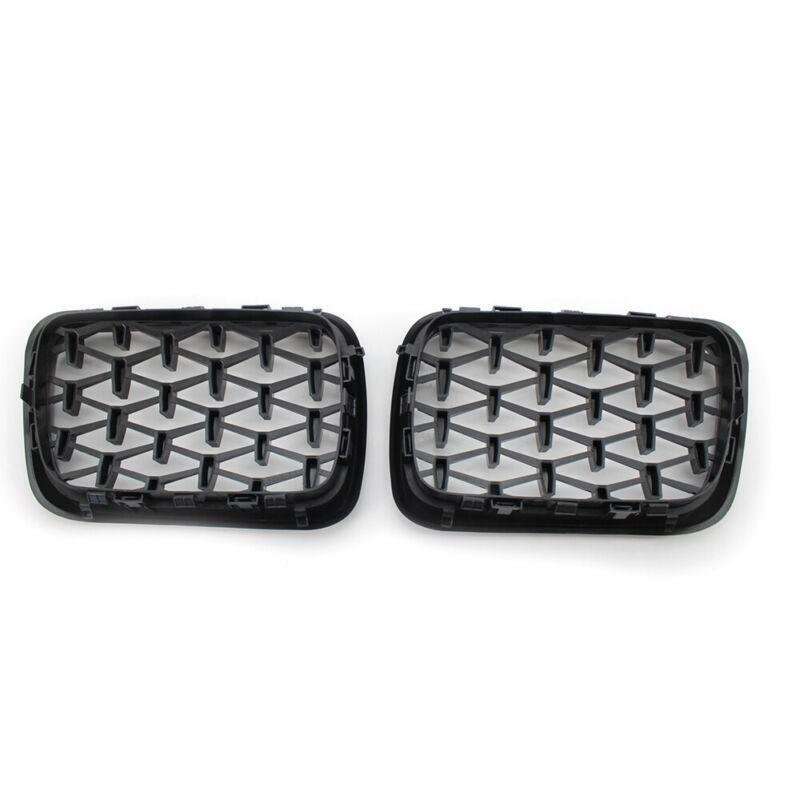 1 Pair Front Gloss Black Grille Diamond Meteor Style Fit BMW E36 3 Series 97-99