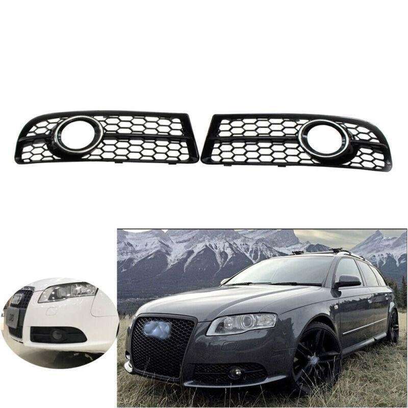 Pair of Chrome Trim Honeycomb Fog Light Grill Fit for Audi A4 B7 S-Line 05-08