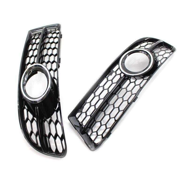 Pair of Chrome Trim Honeycomb Fog Light Grill Fit for Audi A4 B7 S-Line 05-08