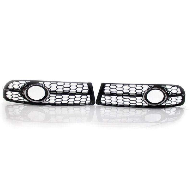 Pair of Chrome Trim Honeycomb Fog Light Grill Fit for Audi A4 B7 S-Line 05-08