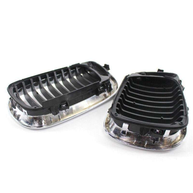 For BMW E46 Front Grille 02-05 3 Series 4 Door Gloss Kidney Style Half Silver