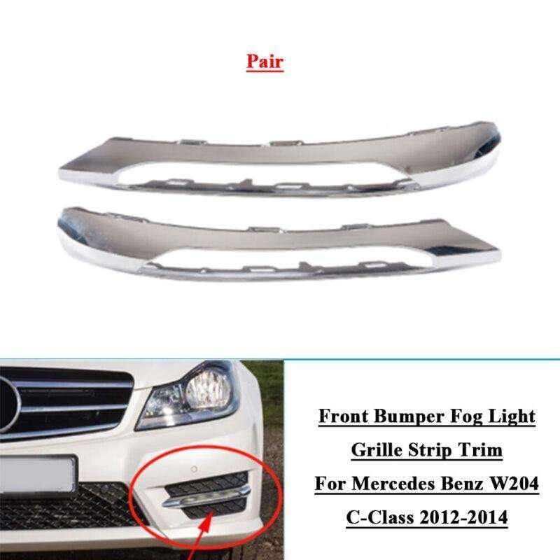2x Front Bumper Fog Light Grille Strip Trim For Mercedes Benz W204 C-Class 12-14