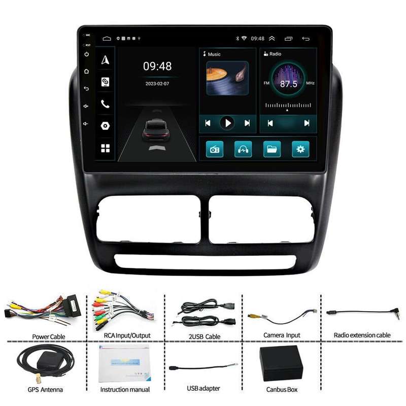 9" Android 12 Car Radio Head Unit DAB+ CarPlay GPS For Fiat Doblo MK2 2009-2015