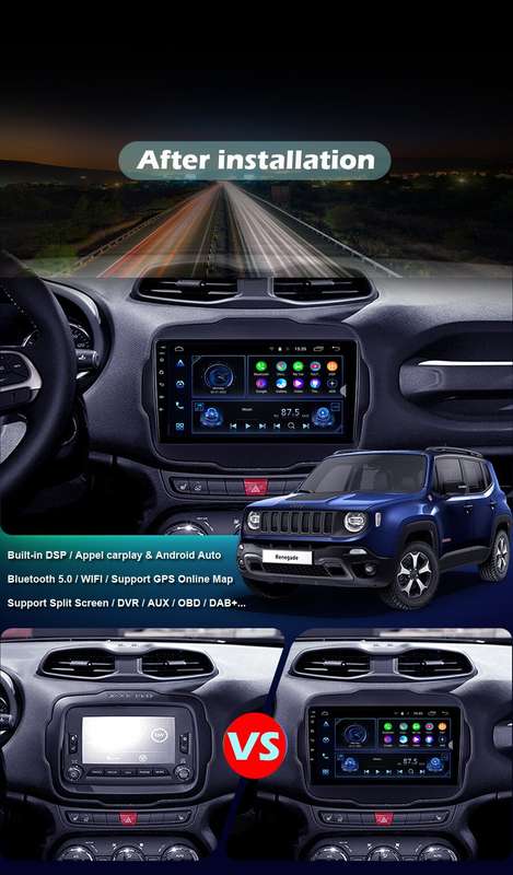 For Jeep Renegade 2014-2018 Apple Carplay Android12 BT Car Stereo Radio GPS WIFI