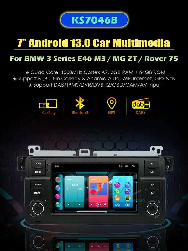 7" For Rover 75 MG ZT CarPlay TouchScreen Android12 GPS Car Radio WIFI Head Unit