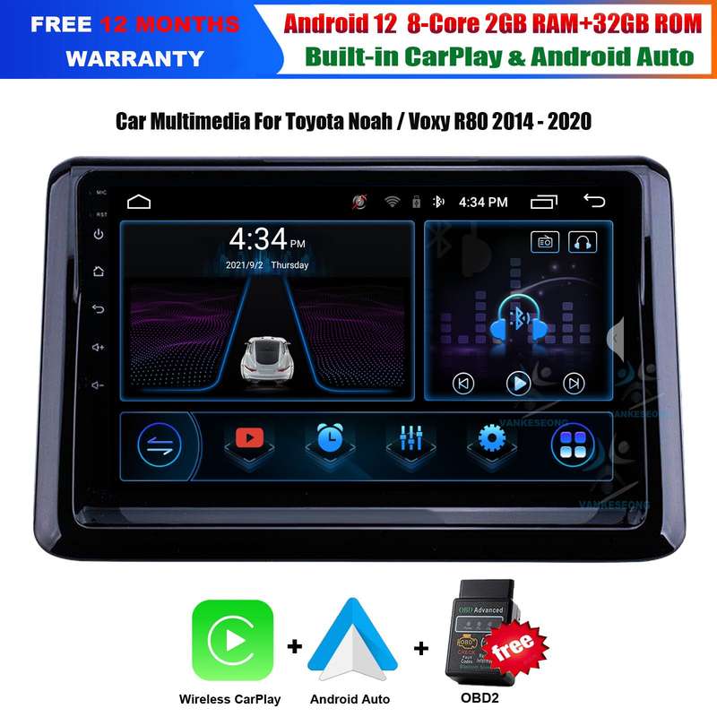 9" CarPlay Android Car Stereo Head Unit Radio GPS For Toyota Noah Voxy 2014-2020