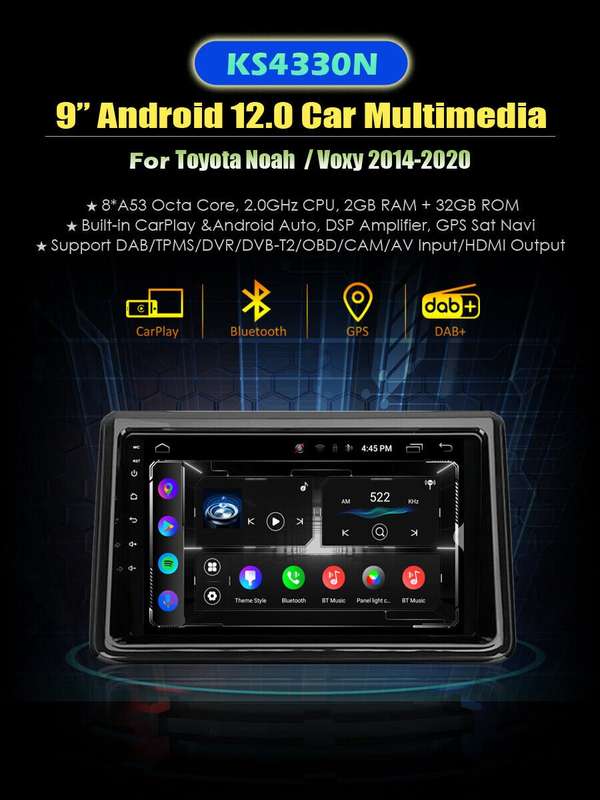 9" CarPlay Android Car Stereo Head Unit Radio GPS For Toyota Noah Voxy 2014-2020