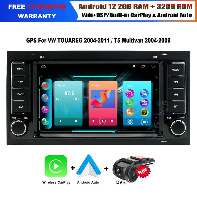 For 2004-2011 VW TOUAREG Head Unit GPS Navigation Android12 DAB Radio BT CarPlay