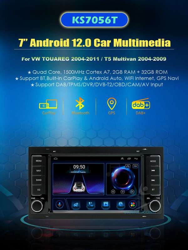 For 2004-2011 VW TOUAREG Head Unit GPS Navigation Android12 DAB Radio BT CarPlay