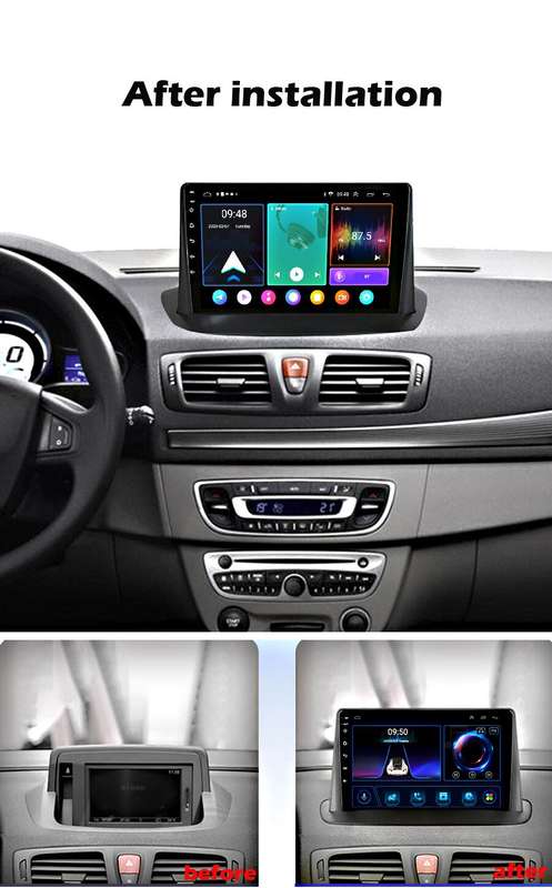 9" Android 13 DAB+CarPlay GPS Radio Head Unit for Renault Megane 3 2008-2014+OBD