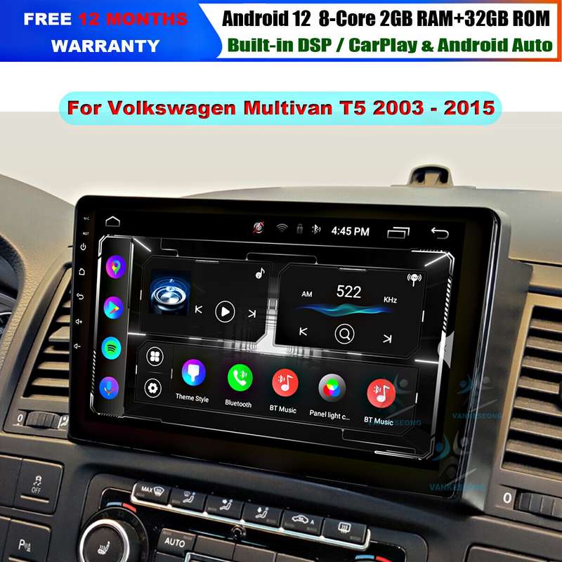 9" Android Auto Car Radio for VW Multivan T5 2003-2015 CarPlay Head Unit GPS DAB