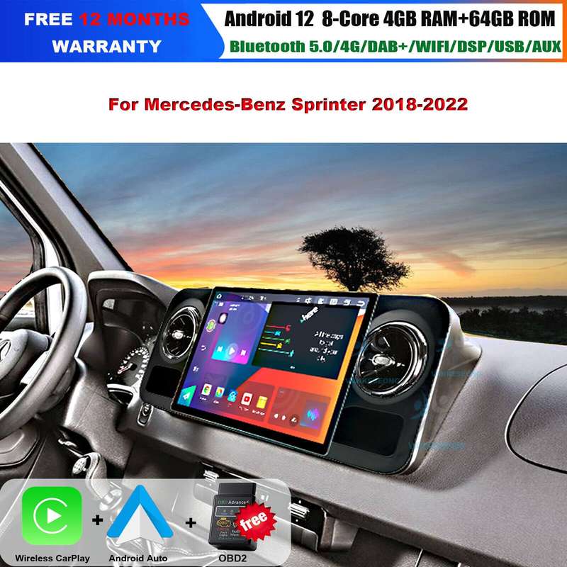 13.3" Android Auto CarPlay For Mercedes Sprinter 2018-2022 GPS SatNav Car Stereo
