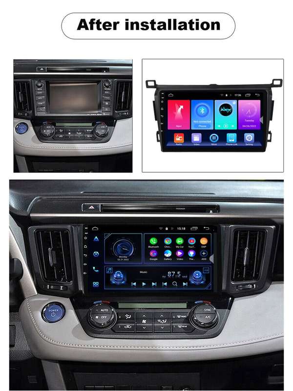 for Toyota RAV4 2013-2018 Touch Screen Car Multimedia Radio GPS Android12 Stereo