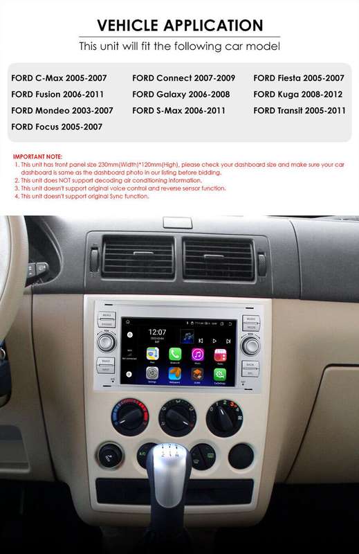 7"Android 12 Car Stereo GPS Sat Nav DAB+Radio USB For Ford Transit Connect Kuga
