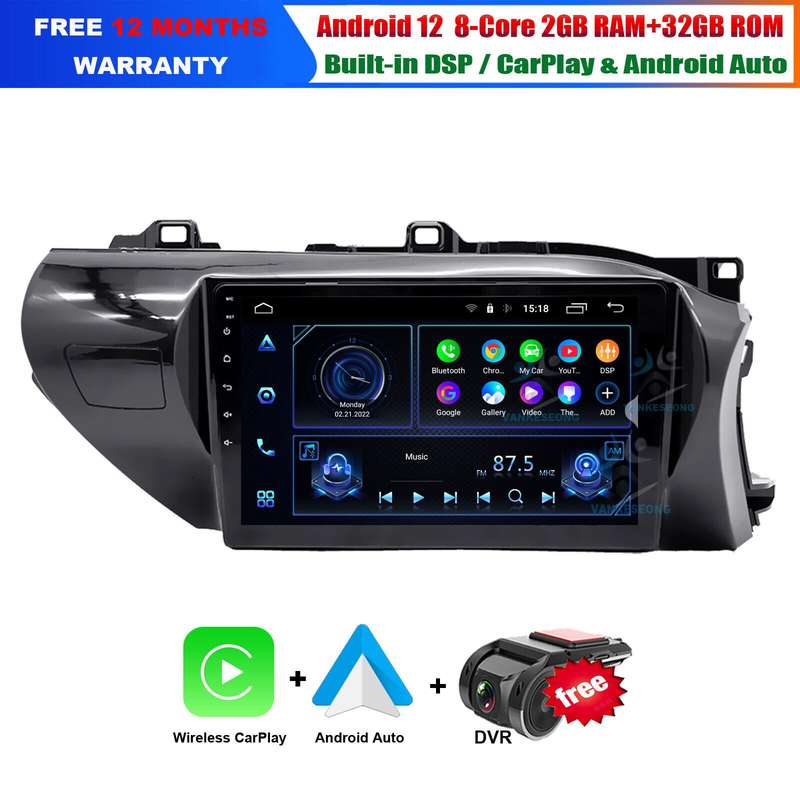 10" Car Radio for Toyota Hilux Pick Up 2015-2020 Android Auto CarPlay Stereo GPS