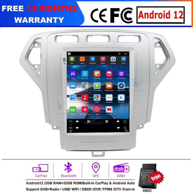 9.7" Android Radio DAB GPS Sat Nav CarPlay Stereo for Ford Mondeo MK4 2007-2010
